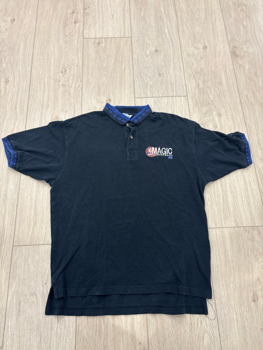 Vintage 90’s Champion Orlando Magic Basketball Embroidered Polo Shirt Size L